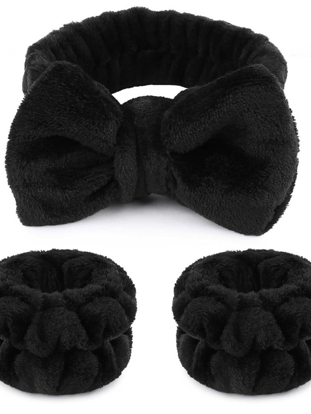 Makeup Headbands,Black Spa Headband Wristbands for Washing Face